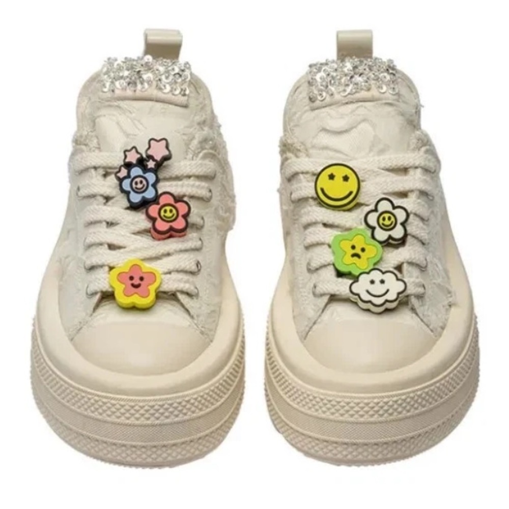 Foreshadow - Women’s, Double Uni Sneakers, Chunky, Platform, Cream, Size 8